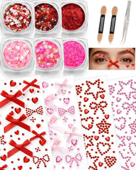 Maffuno Red Bow face gems ready to sparkle on the cheek for a festive look.