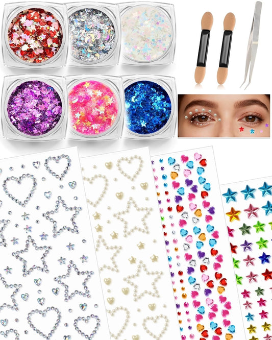 Maffuno Star Heart glitter gels set adds radiant color to cheeks and lids.