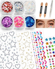Maffuno Star Heart glitter gels set adds radiant color to cheeks and lids.