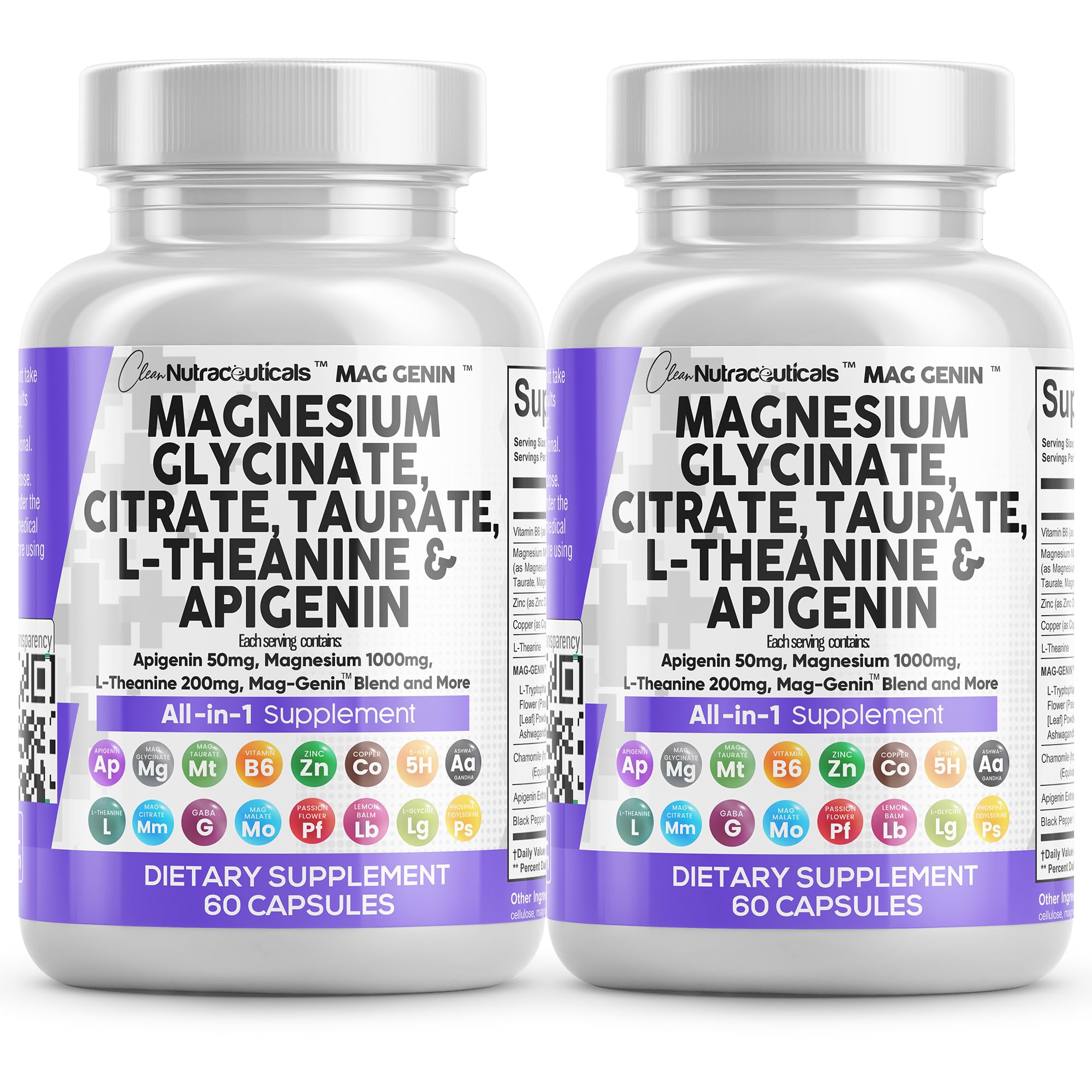 Clean Nutraceuticals Mag Genin 1000mg with L-Theanine 200mg and Apigenin 50mg image