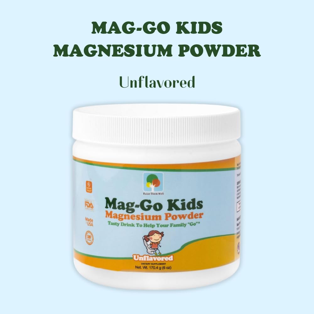 Ingredients and supplement facts panel of Mag-Go Kids powder