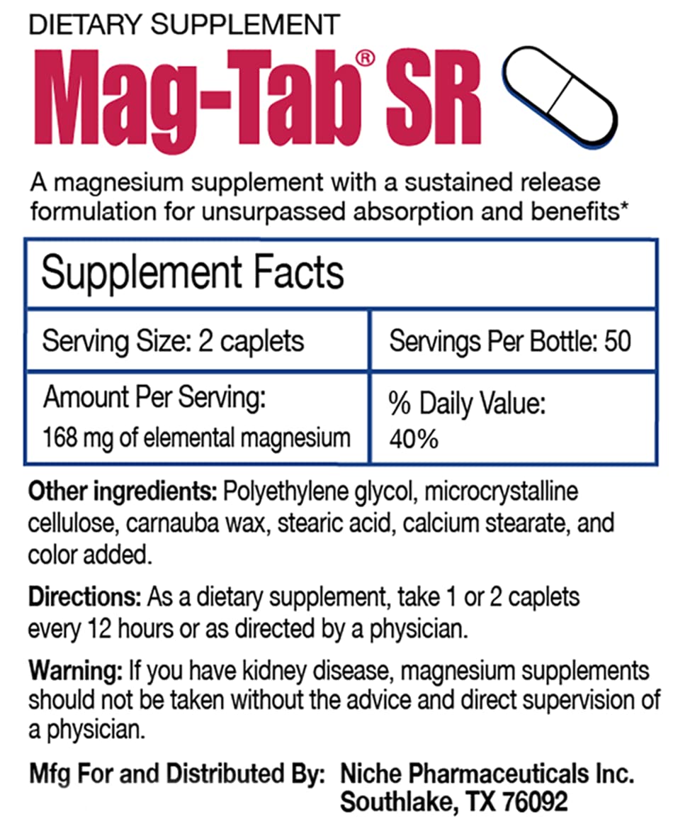 MAG-TAB SR packaging design with clear dosage information