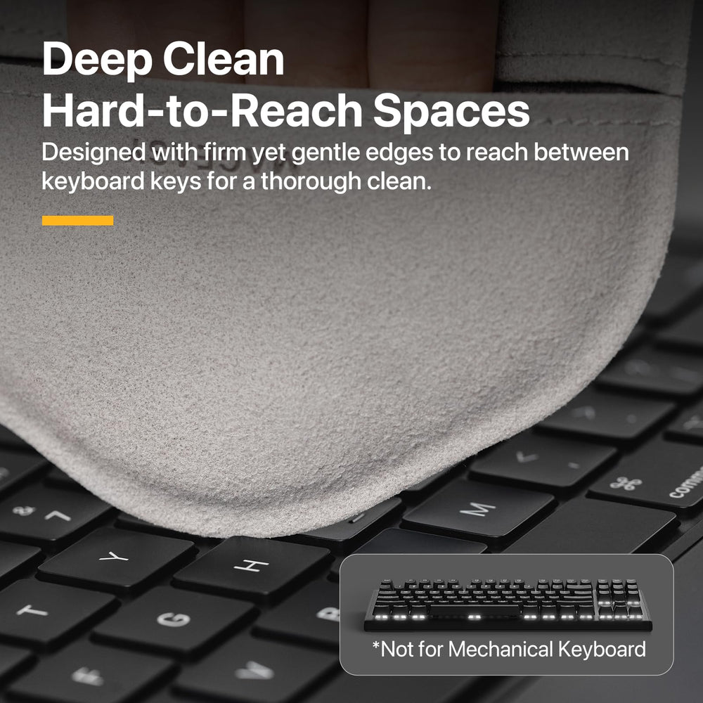 Cloth designed to reach keyboard gaps for thorough cleaning