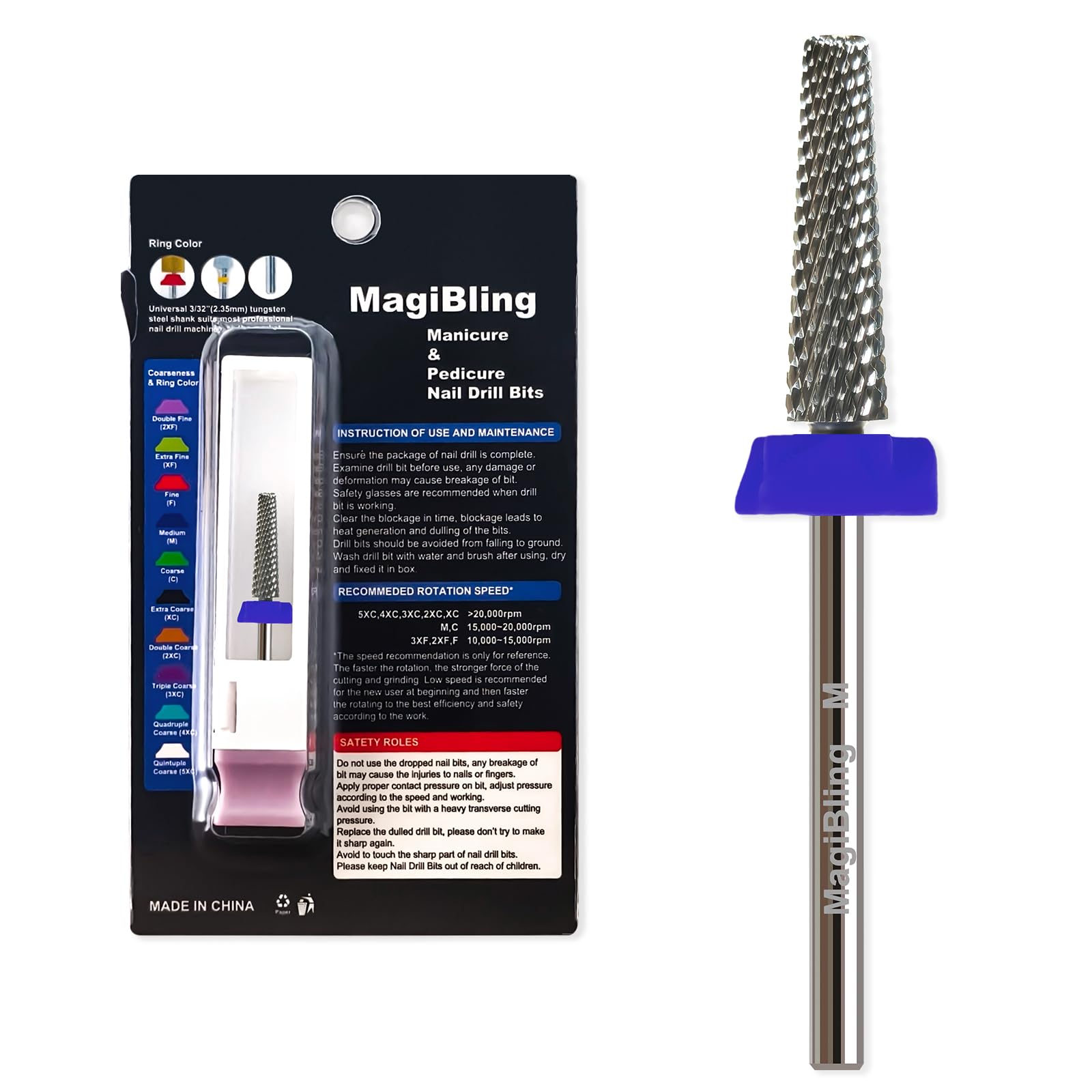 MagiBling 16mm long tapered barrel bit for precise false nail application and blending