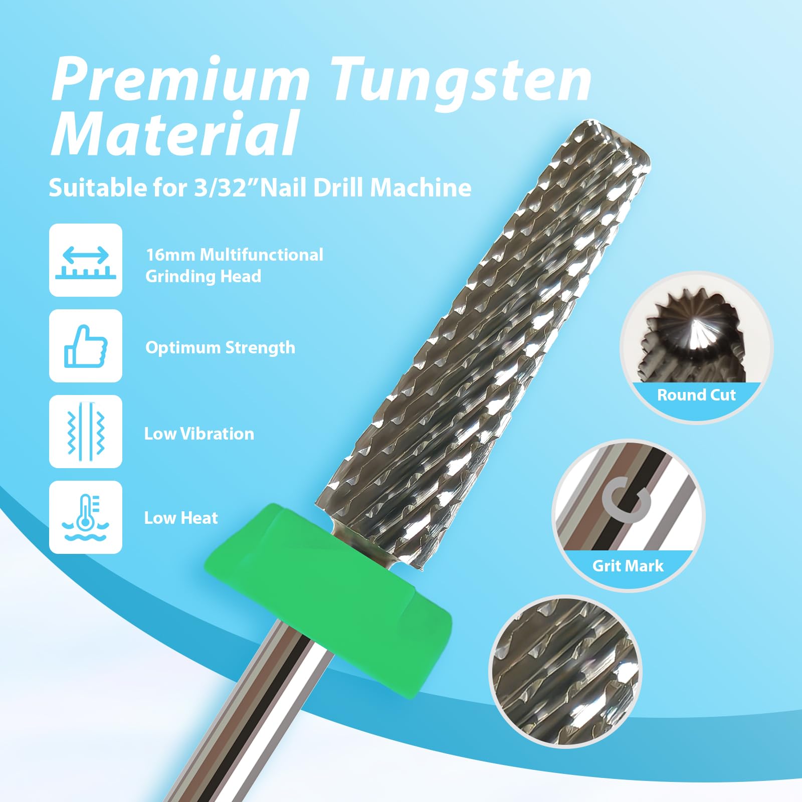 Magibling universal 3/32 shank with two-way rotation for versatile use.