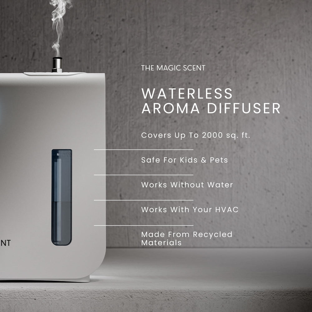 Diffuser on a countertop with home fragrance setup