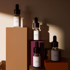 Vegan, hypoallergenic diffuser oil label and safety icons
