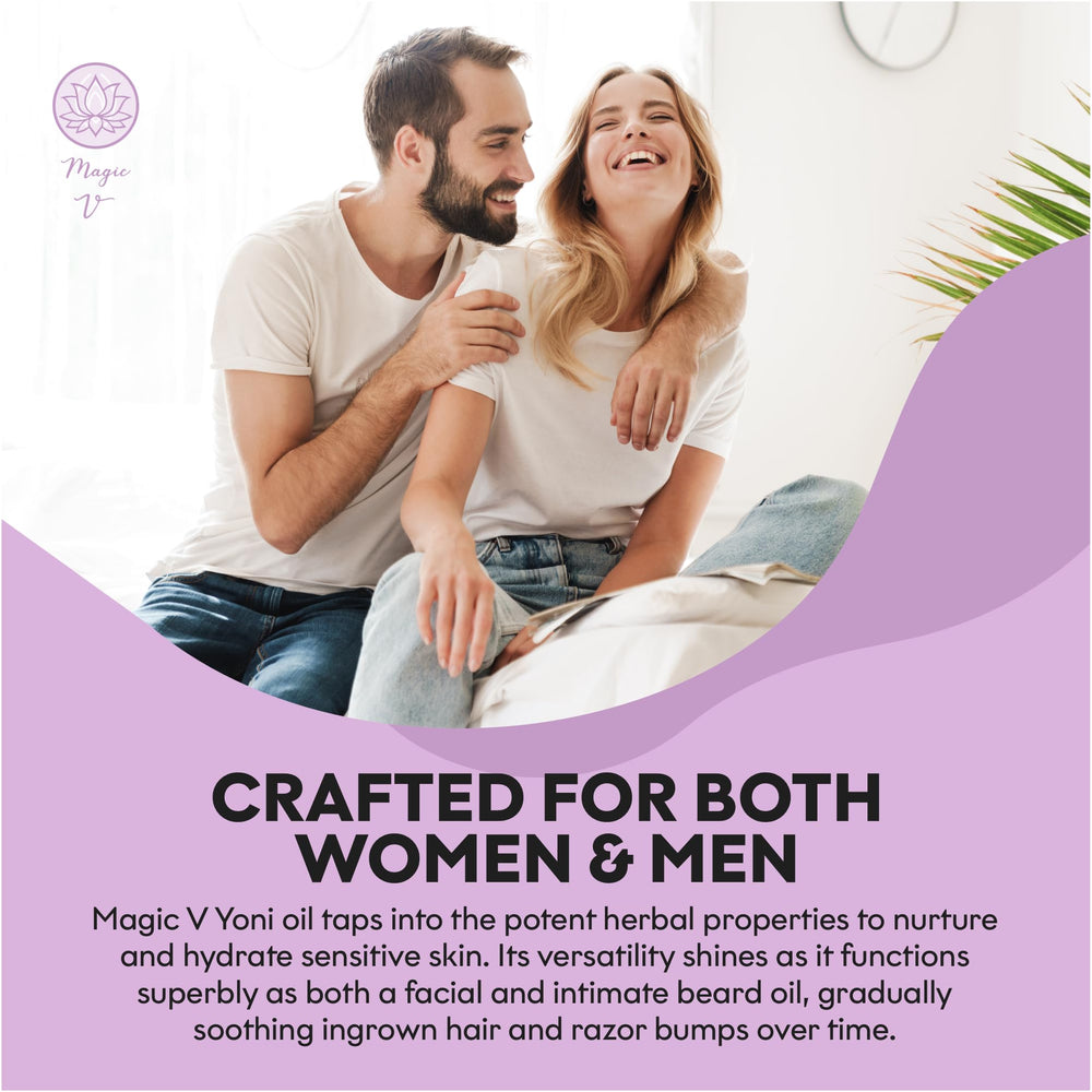 Magic V Yoni Oil applied on skin demonstrates instant soothing for sensitive areas.