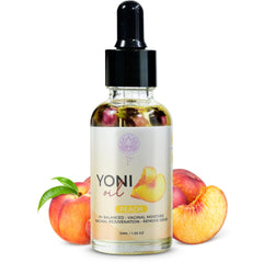 Magic V Steam yoni oil bottle pour demonstrates peach-scented soothing application.