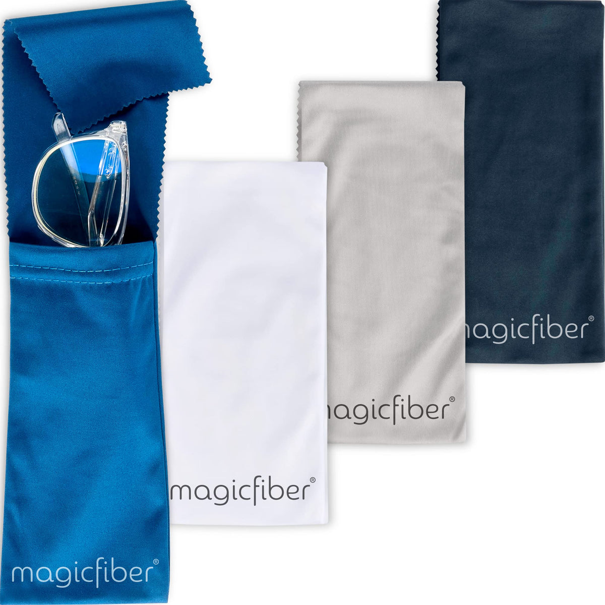 MagicFiber glasses pouch front view in Black