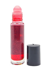 Close-up of Magick Space Love Honey Pheromone Roll-On Perfume Oil 10ML with decorative herbs