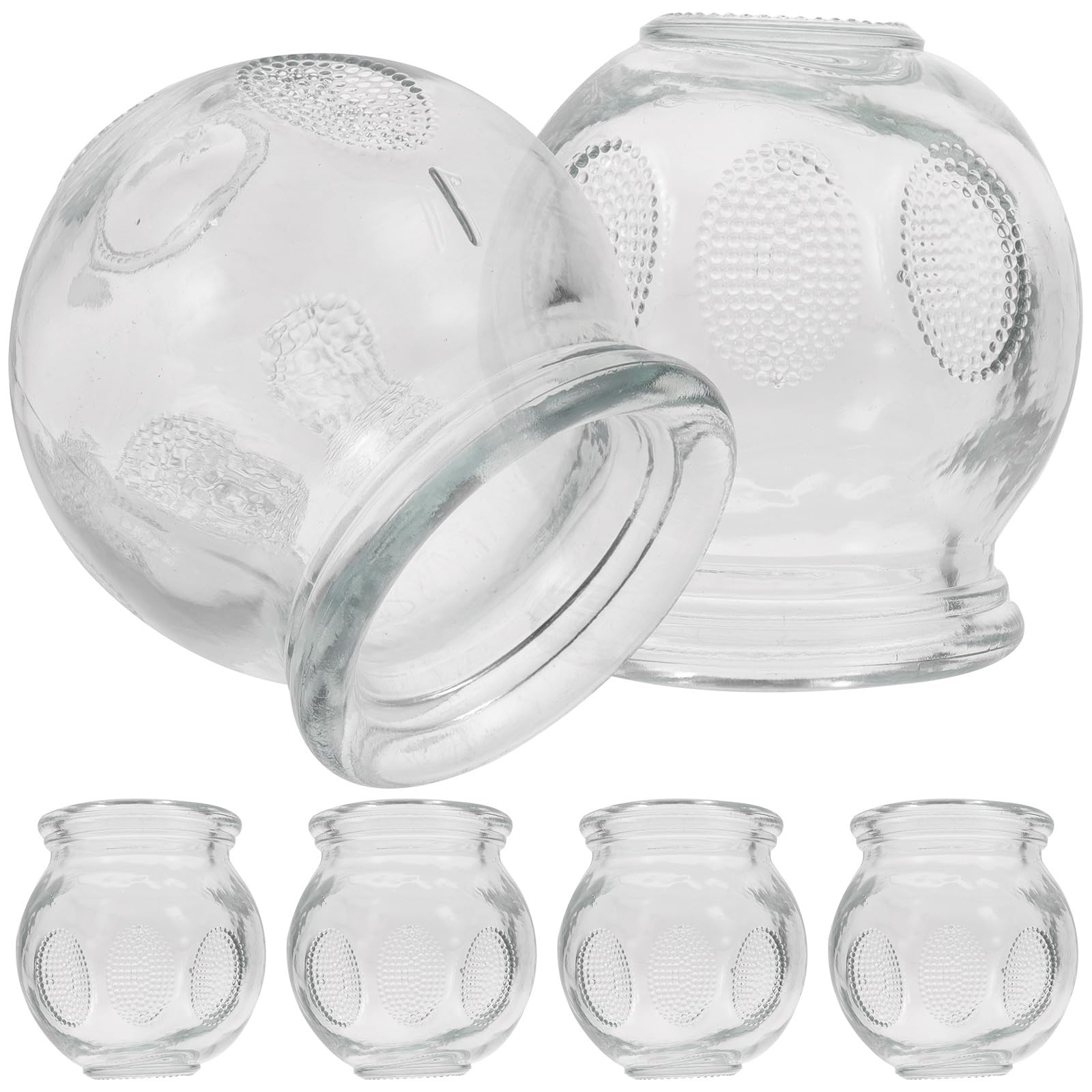 Six MAGICLULU glass cupping cups arranged in a row