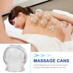 Close-up of clear glass cupping cups