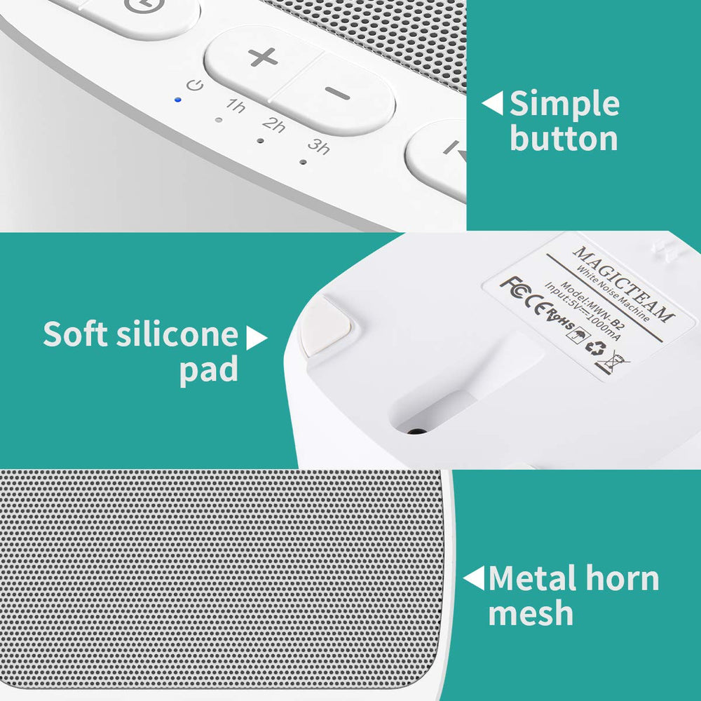 Magicteam Sleep Sound Machine USB and AC power support flexible setups.