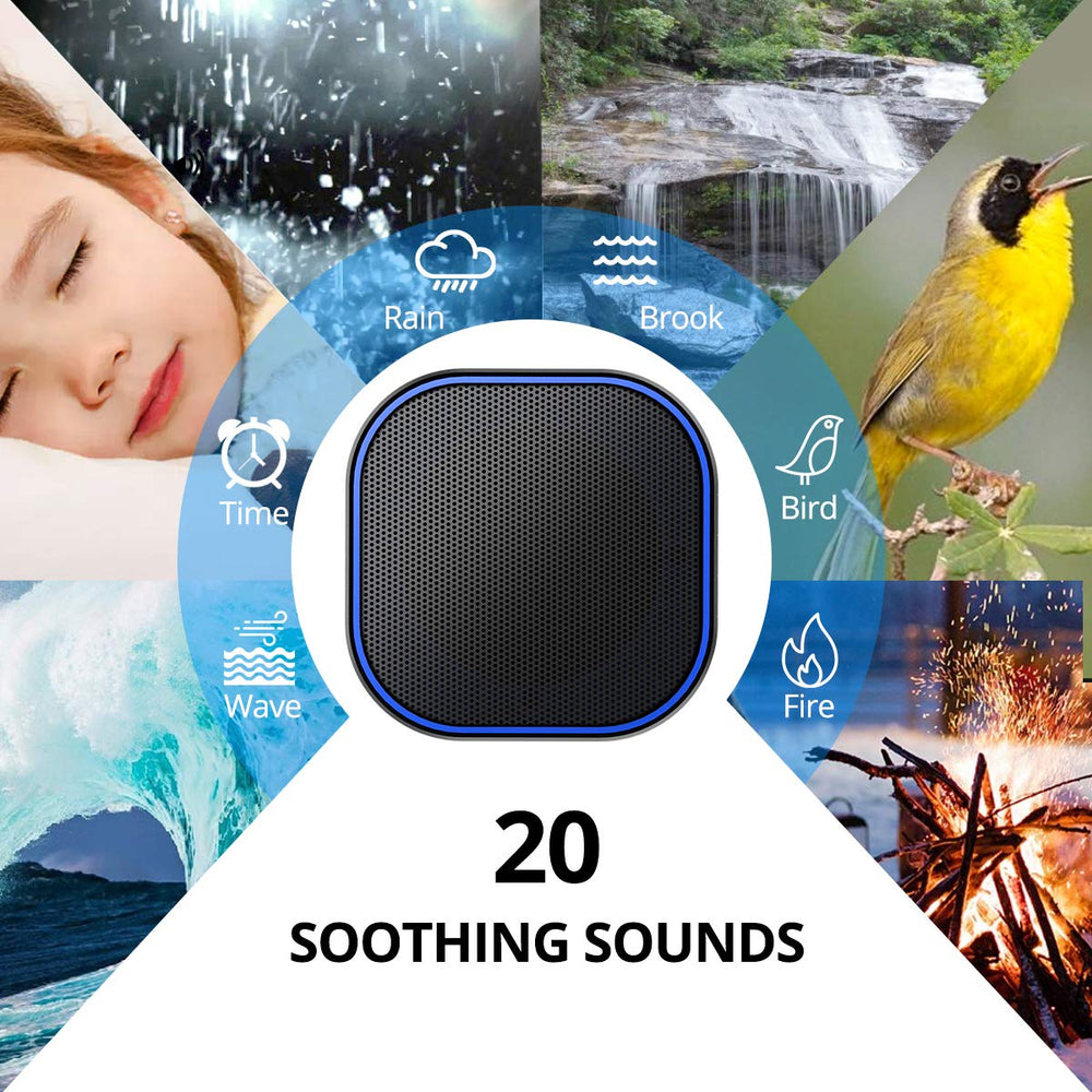 Magicteam white-noise-machine-side view highlights portable design for home, office, or travel use.