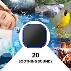 Magicteam white-noise-machine-side view highlights portable design for home, office, or travel use.