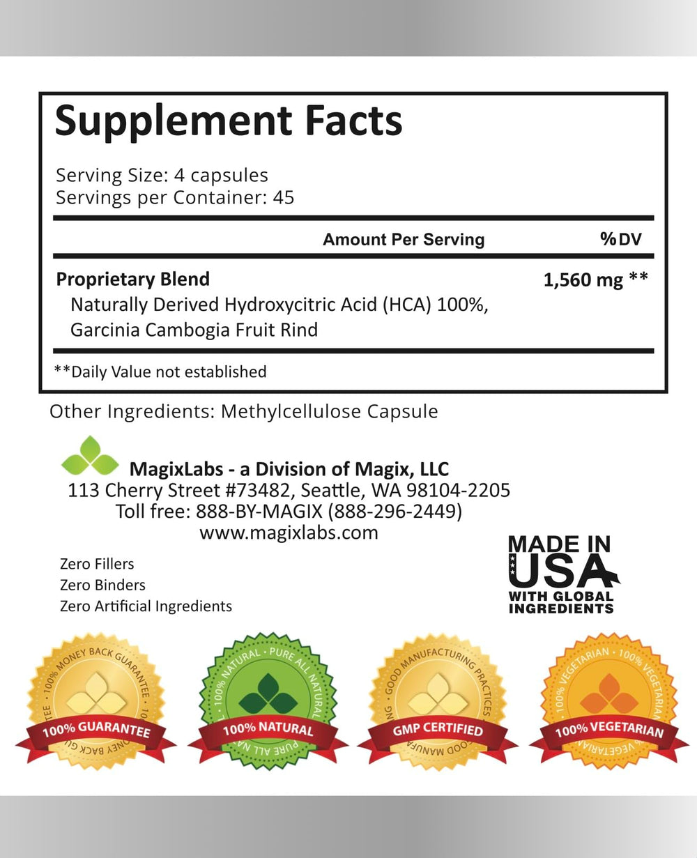 MagixLabs Garcinia Cambogia capsules for daily supplement routine.