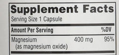 Close-up of Magnesium 400 mg capsules