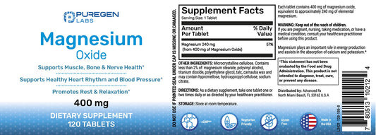 Close-up of magnesium oxide capsules in bottle