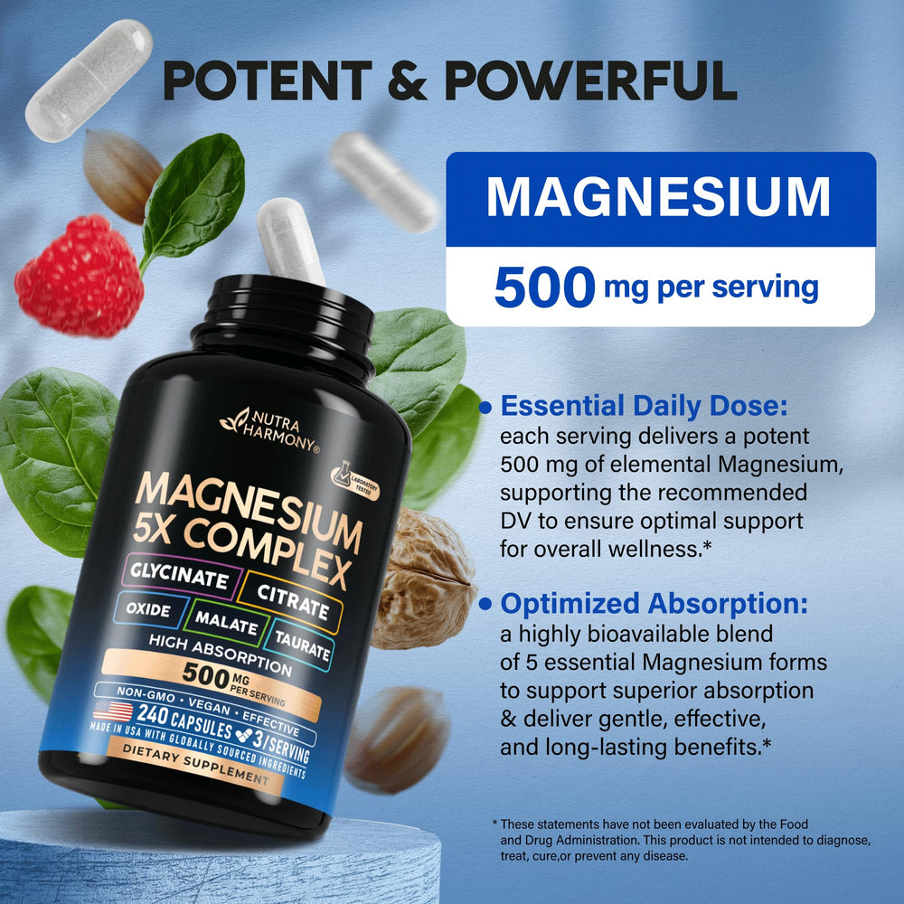 Supplement Facts panel for magnesium complex