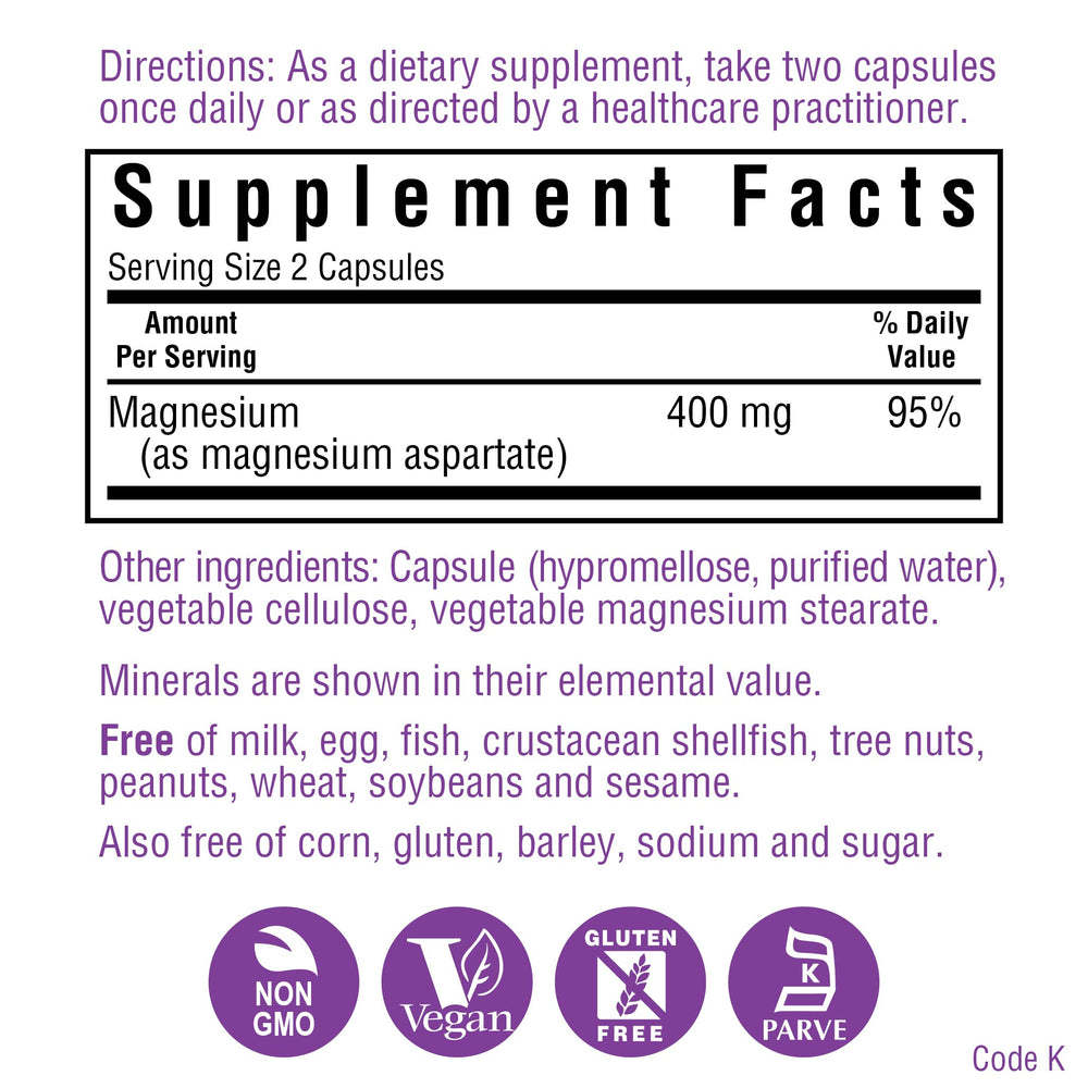 Close-up of magnesium aspartate capsules for heart and bone support