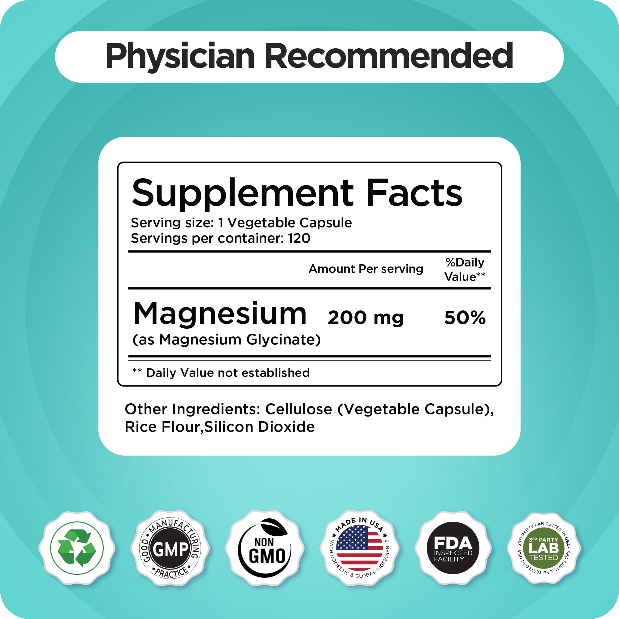 Muscle cramps support with Magnesium Bisglycinate 200mg