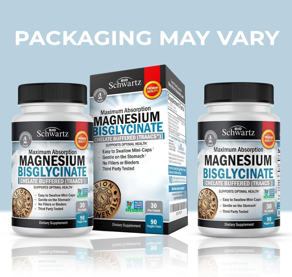 Packaging design and capsule layout for Magnesium Bisglycinate 90-count