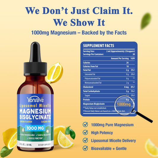 Second angle of Magnesium Bisglycinate liquid lemon bottle