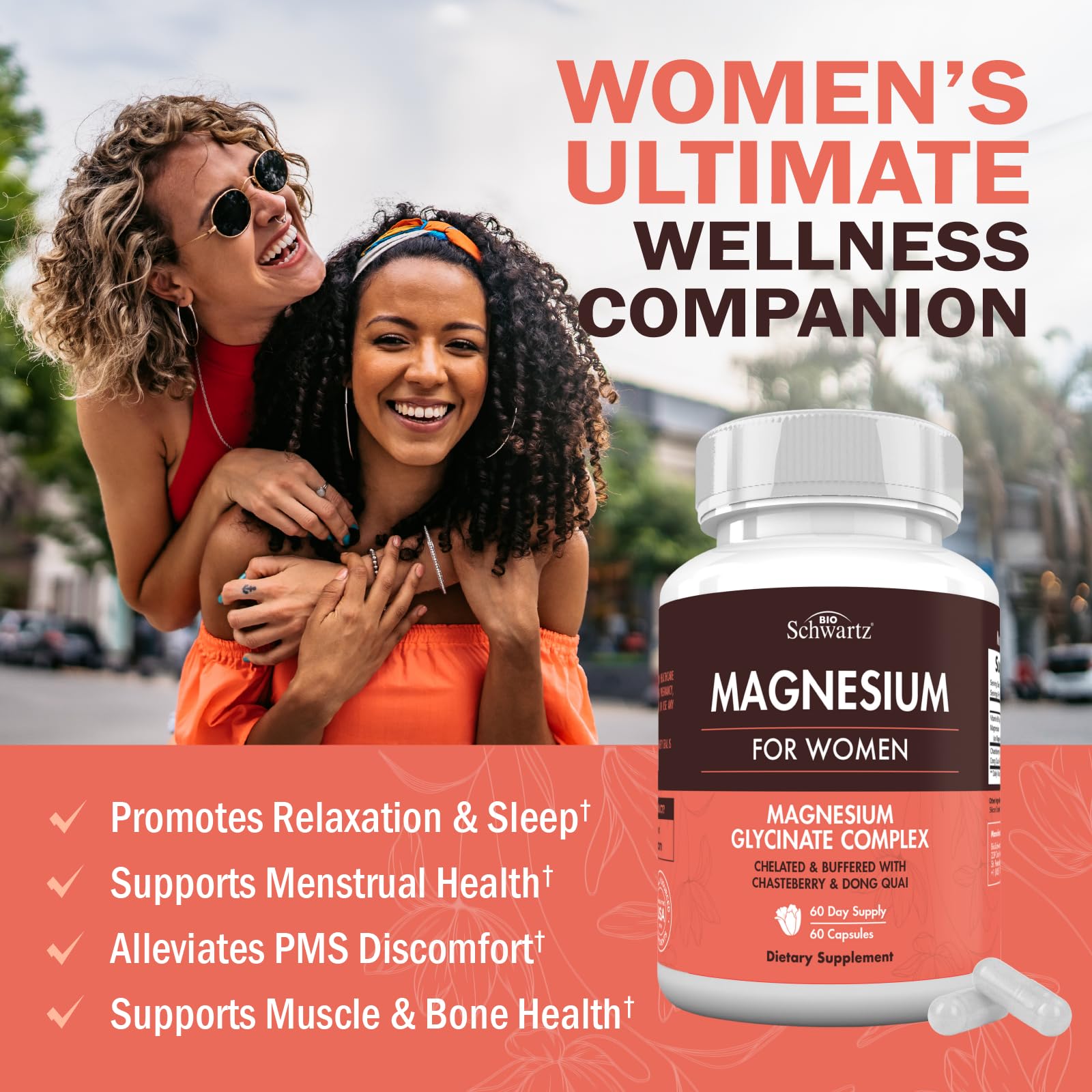 Close-up of magnesium bisglycinate for stress relief in women