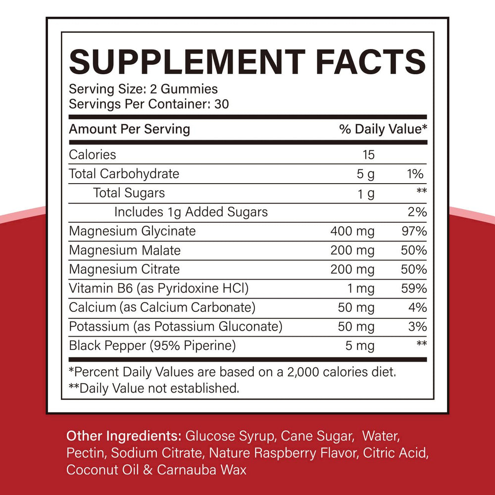 Close-up of magnesium glycinate, citrate, and malate per serving
