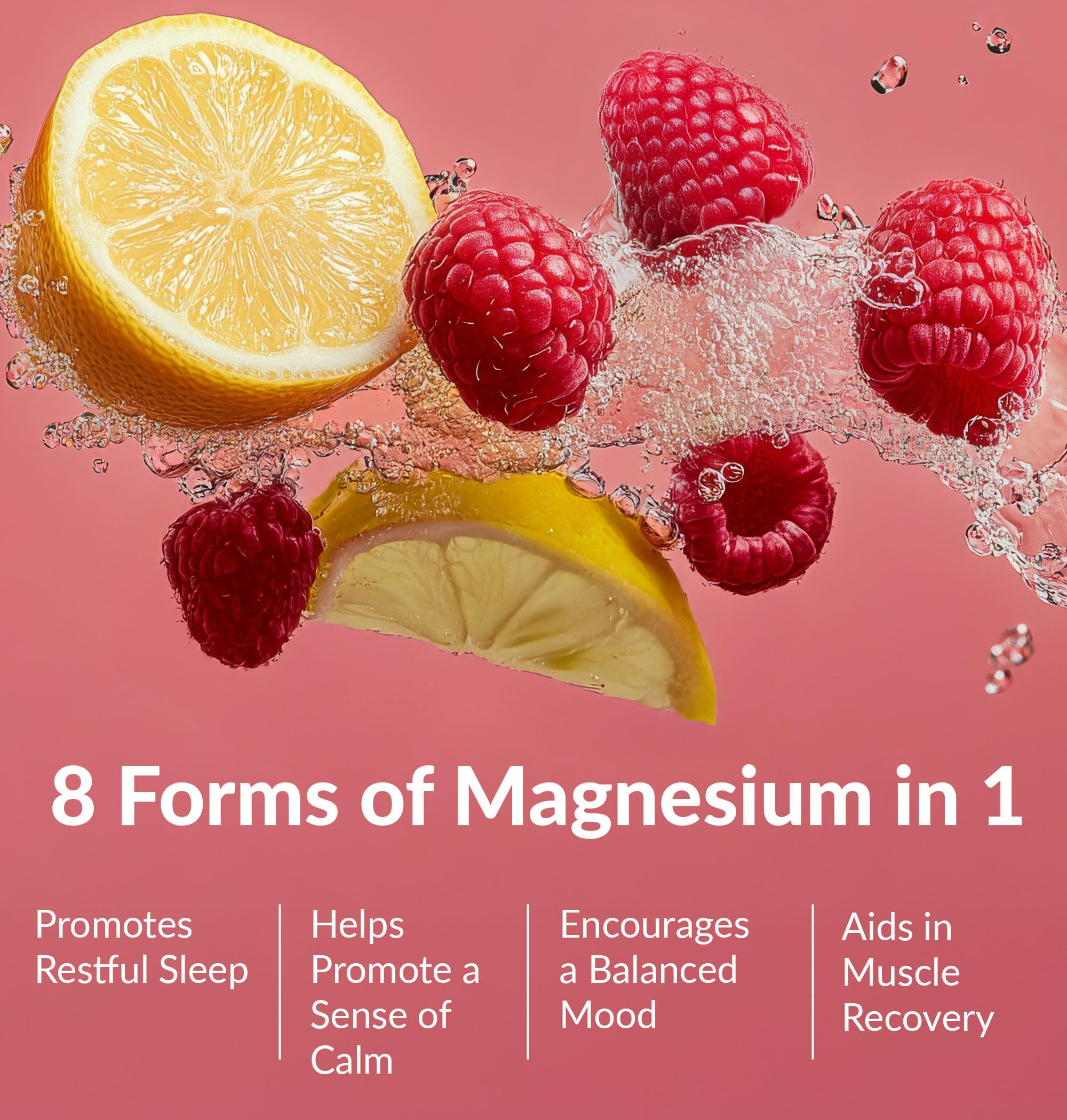 Infographic showcasing the 8 bioavailable magnesium forms
