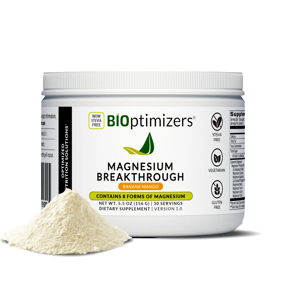BIOptimizers Magnesium Breakthrough Drink bottle with Banana Mango flavor