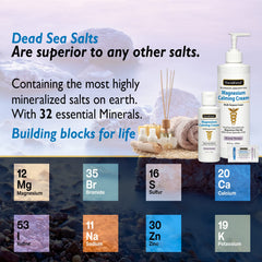 Close-up of the product label on Magnesium Calming Cream 16 oz