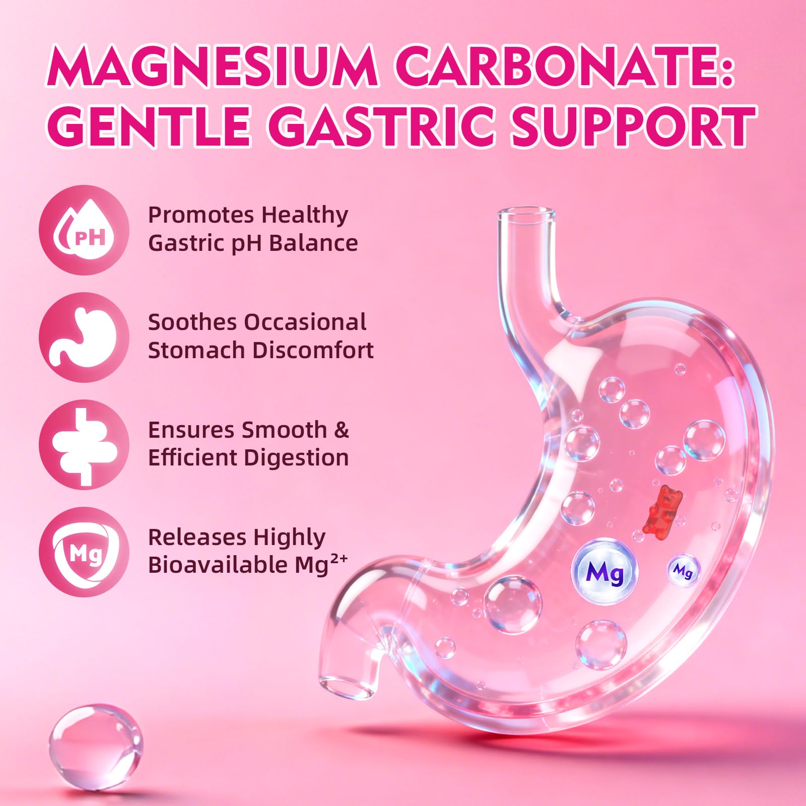 Close-up of raspberry-flavored magnesium gummies
