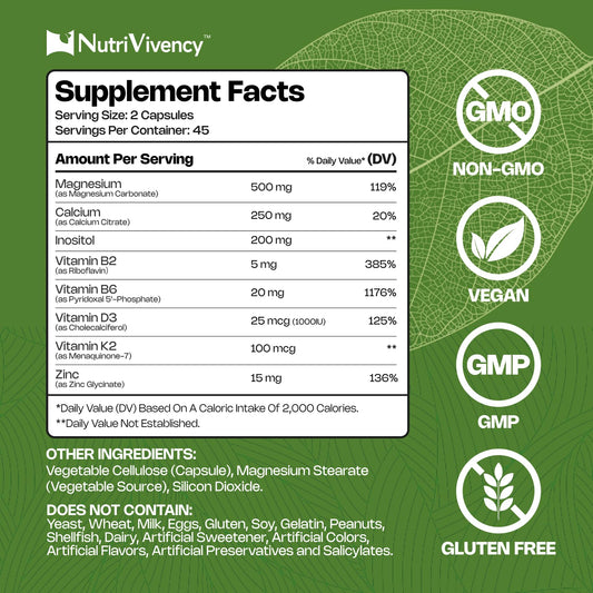 Advanced formula magnesium carbonate with calcium, inositol, and vitamins