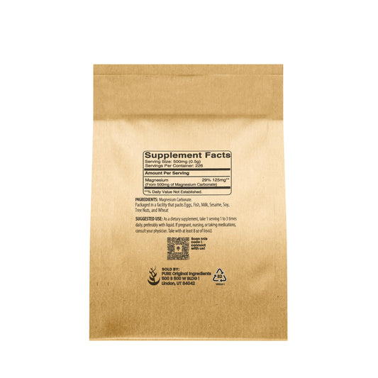 Side view of Pure Original Magnesium Carbonate Powder 4oz