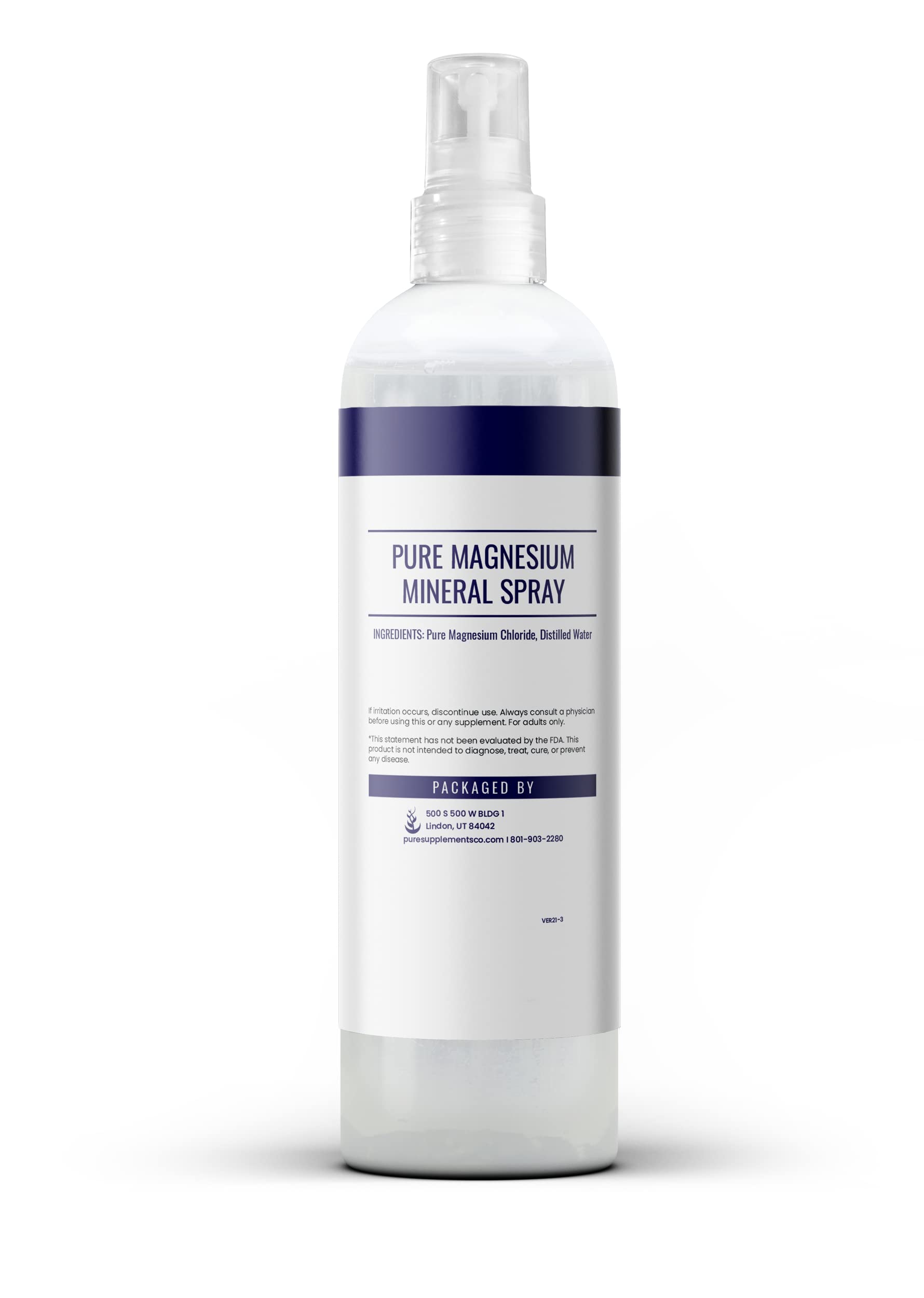 Close-up of packaging highlighting magnesium chloride and distilled water