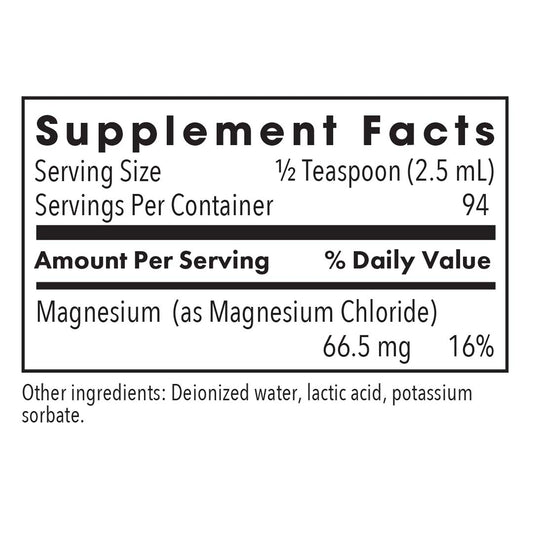 Close-up of ARG Magnesium Chloride Liquid bottle label