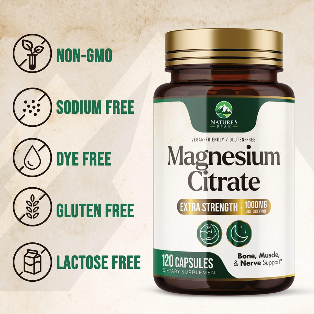 Bottle containing 120 capsules of Magnesium Citrate 1000mg