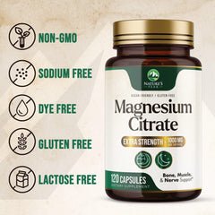 Bottle containing 120 capsules of Magnesium Citrate 1000mg