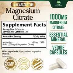 High-absorption Magnesium Citrate 1000mg capsules