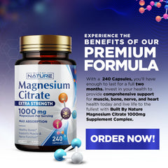 Nutrition facts for Magnesium Citrate 1000mg supplement