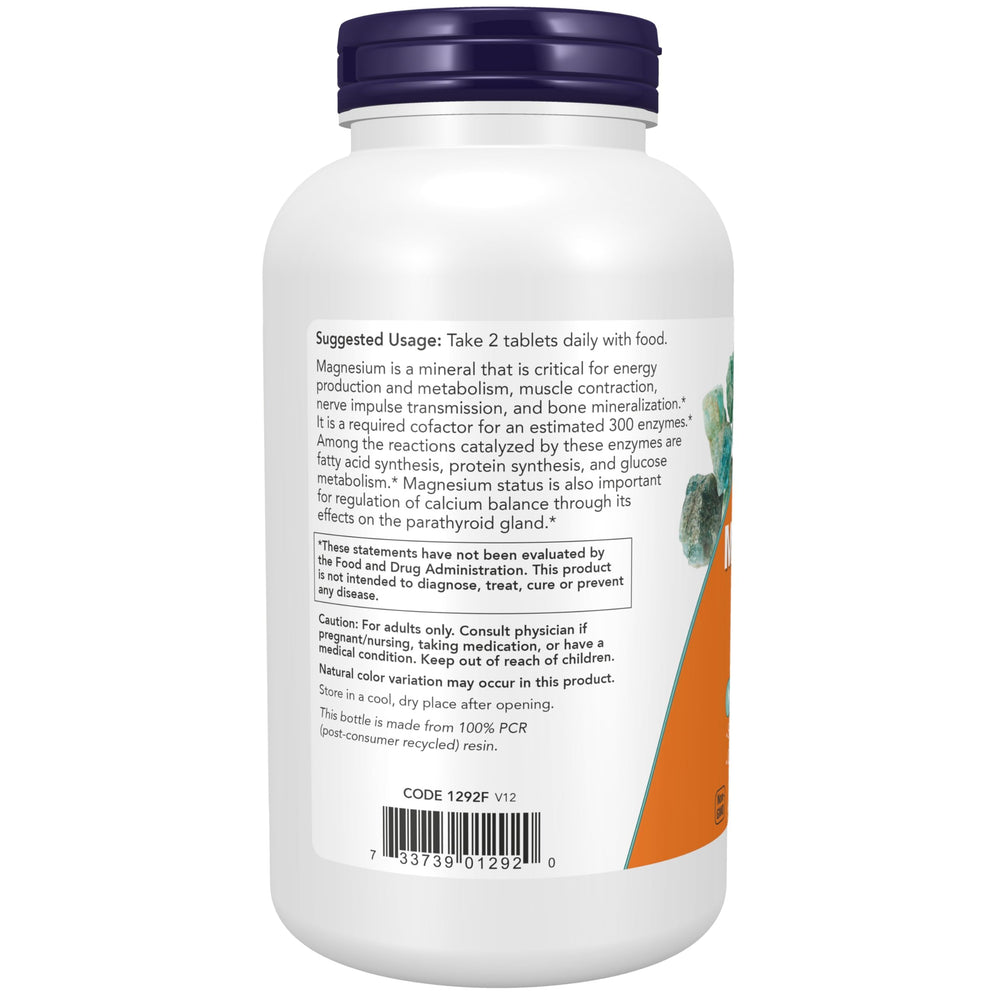 Label on NOW Magnesium Citrate 200 mg bottle