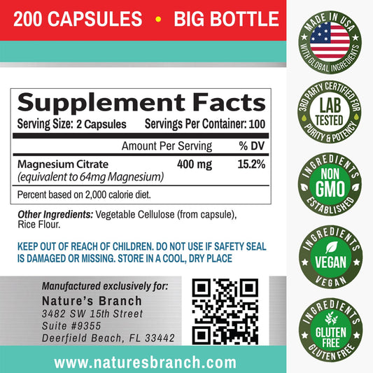 Close-up of small easy-to-swallow magnesium citrate capsules