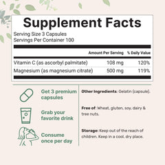 Magnesium citrate 500mg capsules shown in bottle