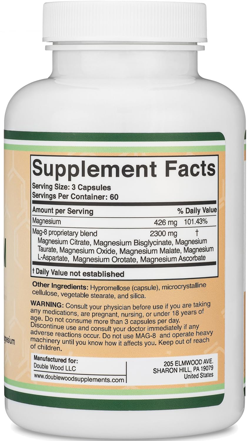 Magnesium forms: citrate, bisglycinate, taurate, oxide, malate, L-aspartate, orotate, and ascorbate