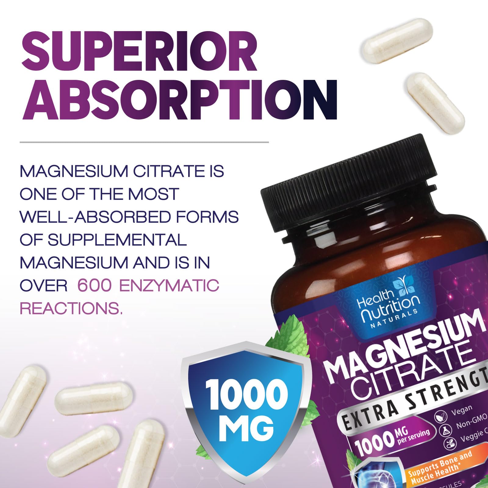 High absorption magnesium citrate capsules imagery