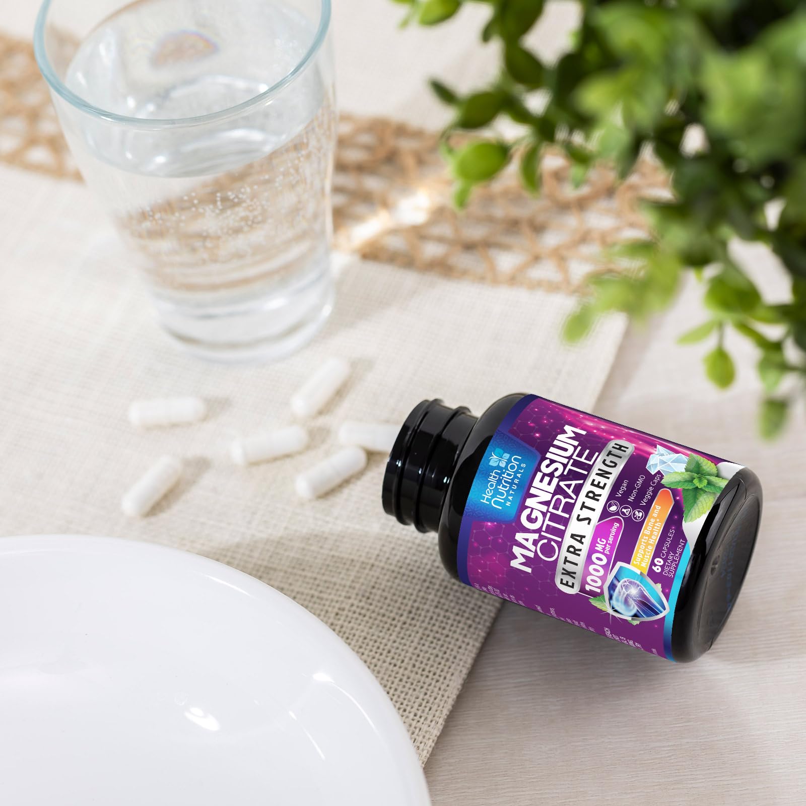Gluten free and non-GMO magnesium citrate capsules 1000mg image