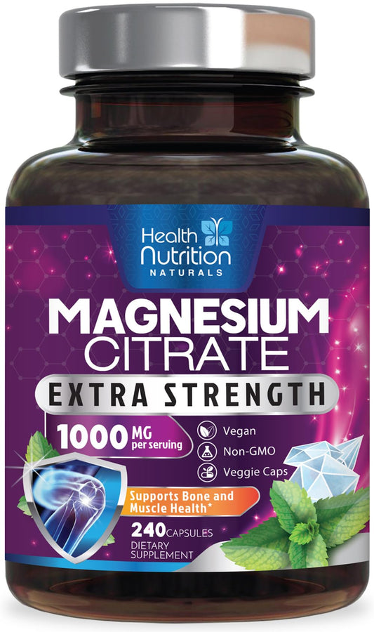 Product hero image showing Magnesium Citrate Capsules 1000mg bottle