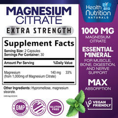 Product packaging for magnesium citrate capsules 1000mg